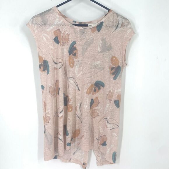 Rachel Zoe 100% Linen Floral Print Cap Sleeve Top - Picture 1 of 7